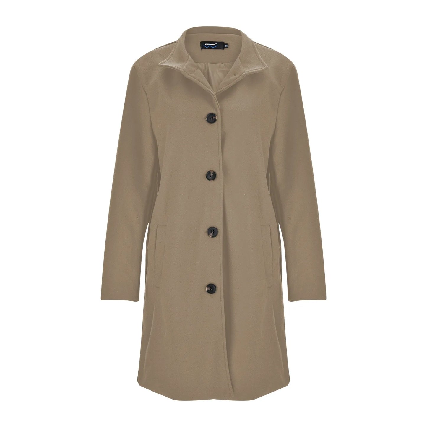 Ladies Thick Woolen Coat Elegant Temperamental Mid Length Single-breasted Overcoat For Autumn And Winter Fleece Trench Coat